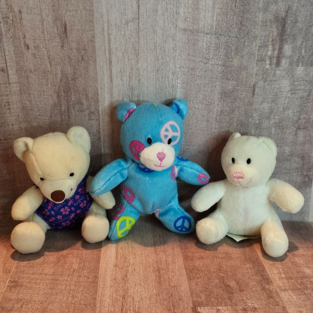 Build A Bear Mini‎ 4 Inch Bears Peace Velvet Cuddly Teddy BAB